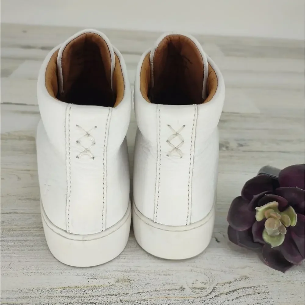 Frye Lena New White Leather Booties High Tops Sneakers Size 6
